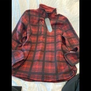 MACK Russo red blk plaid Buffalo print mid zip new with tags medium